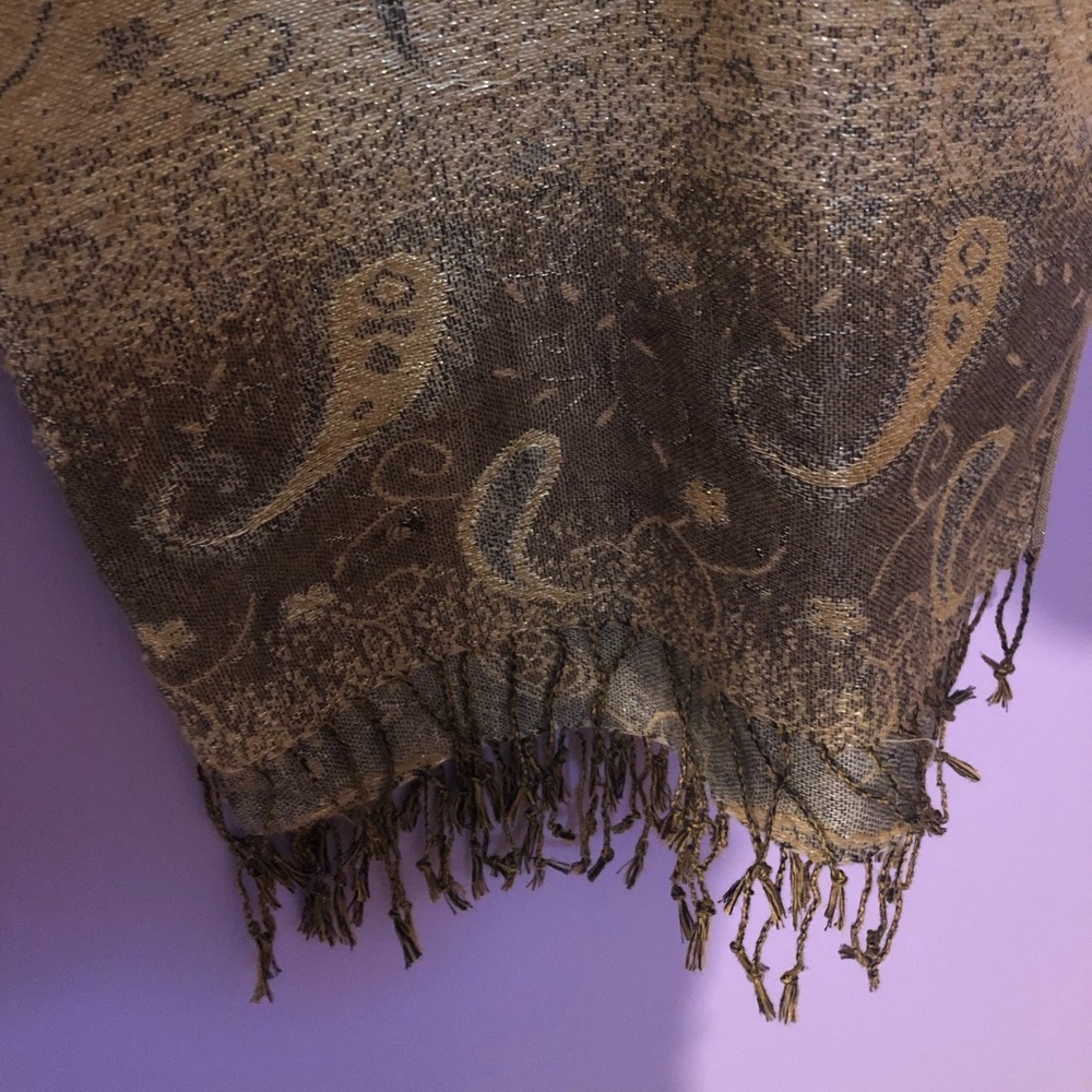 Vintage Gold Patterned Large Scarf